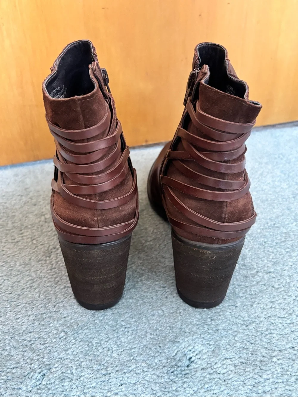 Miz Mooz Women's Brown Leather Ankle Boots with Side Zip